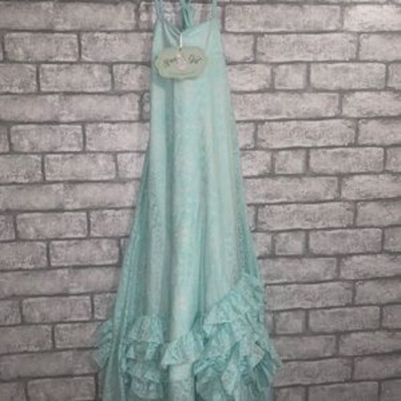 NWT Girls sz 6 Chasing Fireflies Full Bloom Maxi Dress ~ Aqua - Picture 3 of 5